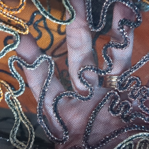 CELSA* mesh net metallic gold/green decorative vest "button" front size XL - Picture 12 of 12